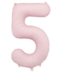 Lyserød tal folieballon 5, 86 cm