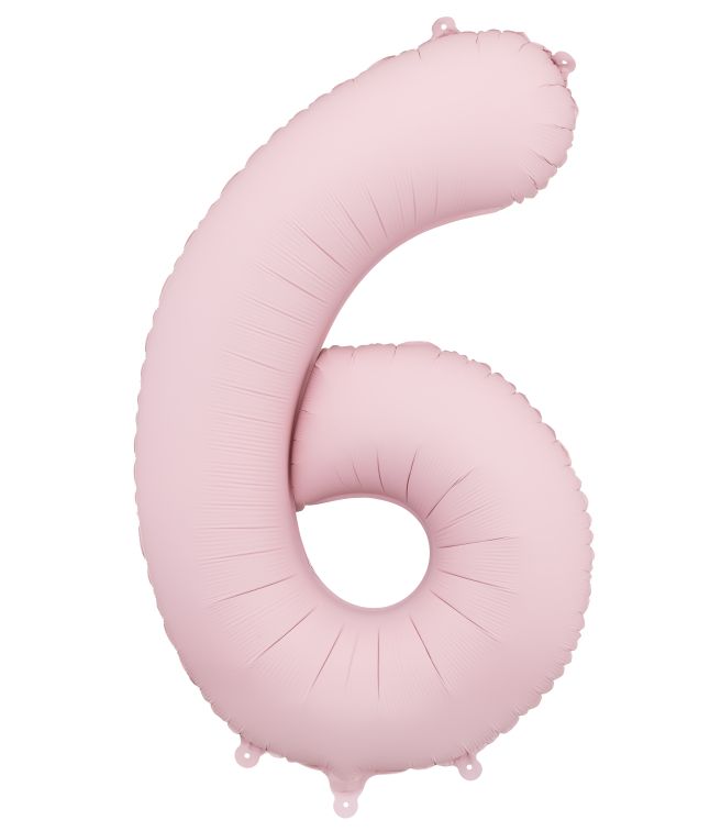 Lyserød tal folieballon 6, 86 cm