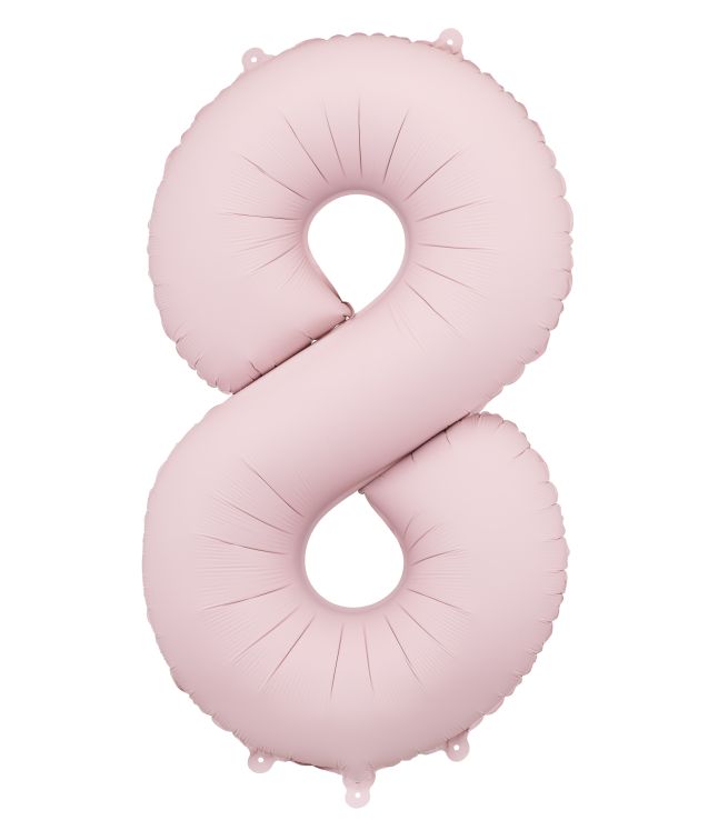 Lyserød tal folieballon 8, 86 cm