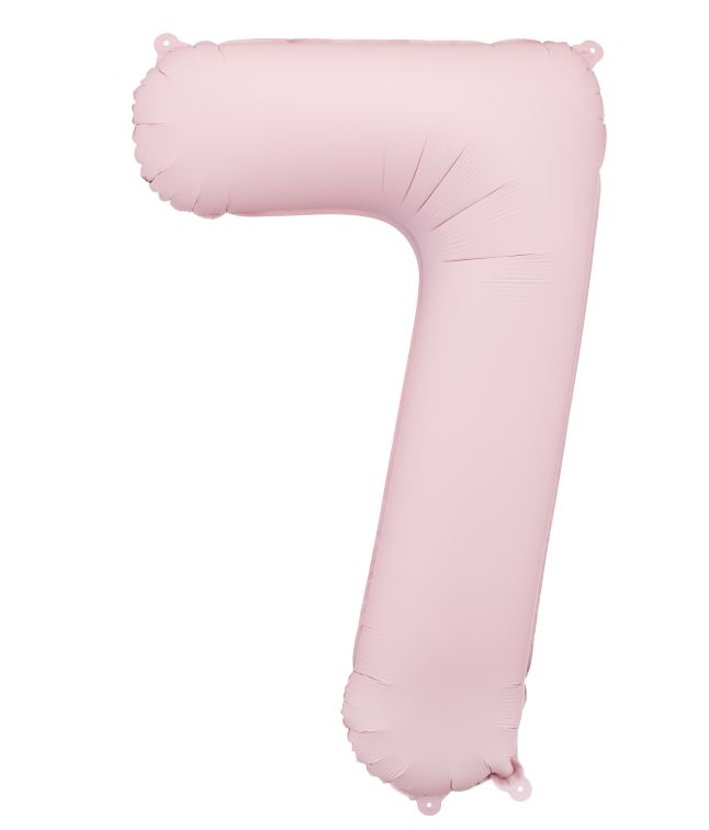 Lyserød tal folieballon 7, 86 cm