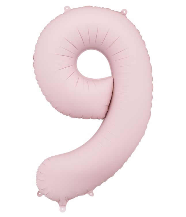 Lyserød tal folieballon 9, 86 cm