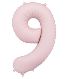 Lyserød tal folieballon 9, 86 cm