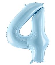 Lyseblå tal folieballon 4, 86 cm
