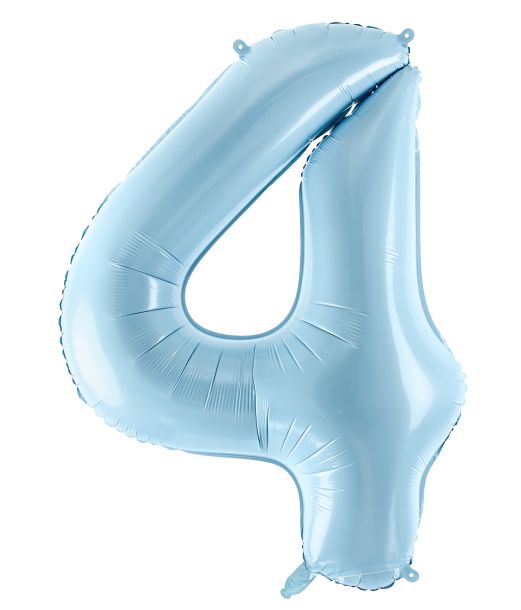 Lyseblå tal folieballon 4, 86 cm
