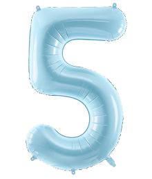 Lyseblå tal folieballon 5, 86 cm
