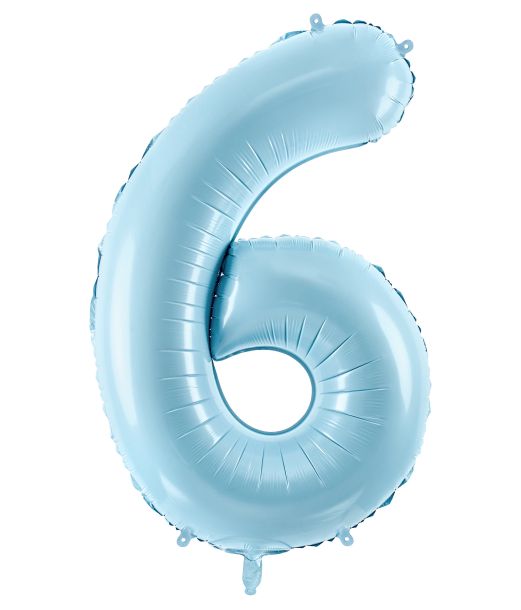 Lyseblå tal folieballon 6, 86 cm