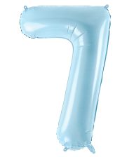 Lyseblå tal folieballon 7, 86 cm