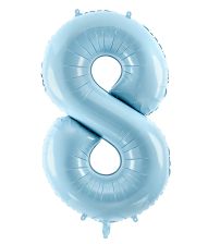 Lyseblå tal folieballon 8, 86 cm
