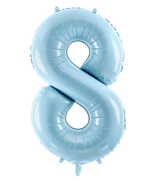 Lyseblå tal folieballon 8, 86 cm
