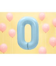 Lyseblå tal folieballon 0, 86 cm