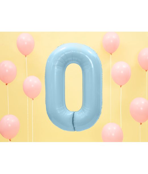 Lyseblå tal folieballon 0, 86 cm