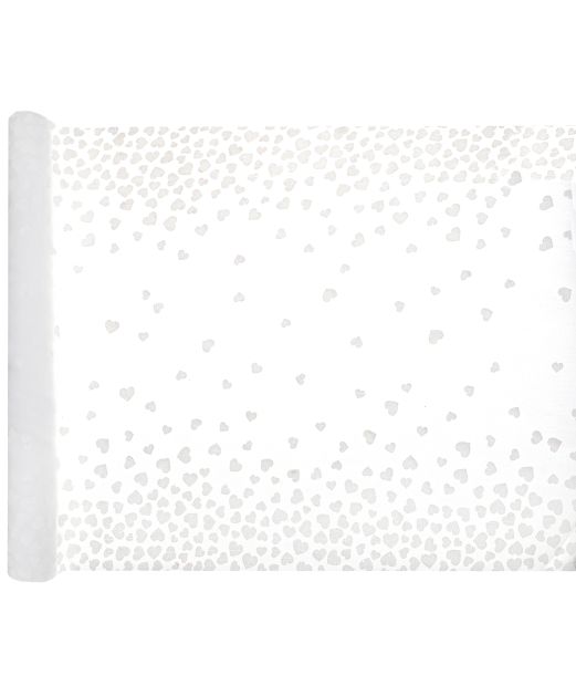 Bordløber med hvide hjerter, 48 cm x 3 m