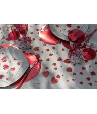 Bordløber med røde glimmer hjerter, 28 cm x 3 m