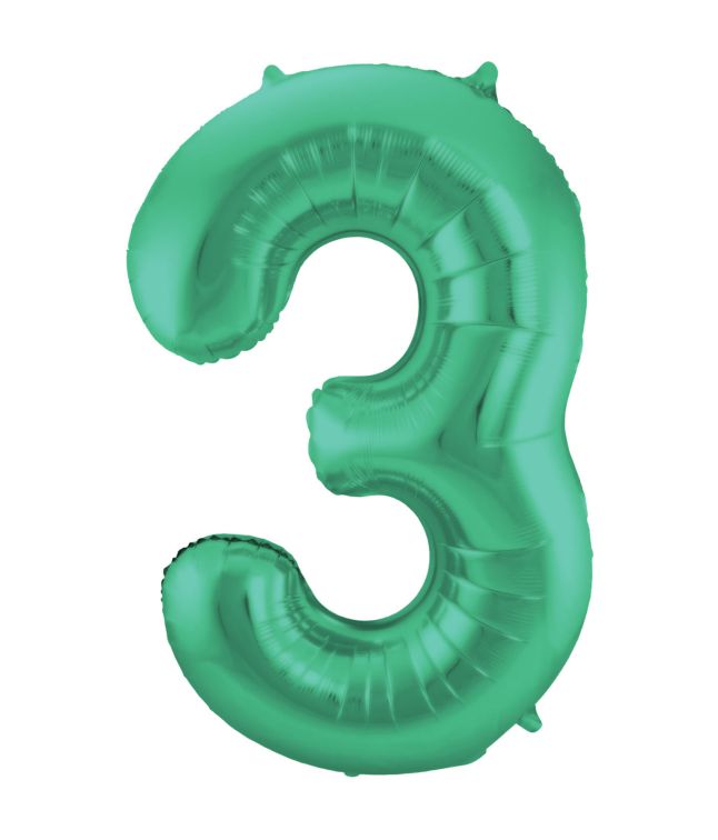 Grøn tal folieballon 3, 86 cm