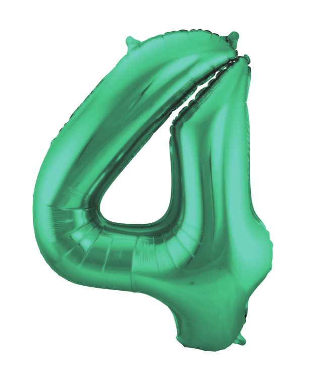 Grøn tal folieballon 4, 86 cm 