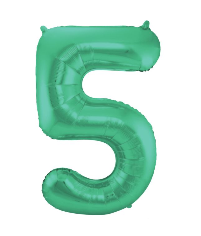 Grøn tal folieballon 5, 86 cm