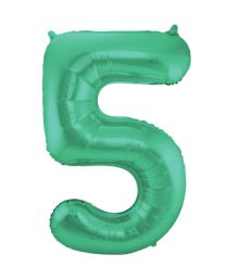 Grøn tal folieballon 5, 86 cm