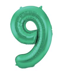 Grøn tal folieballon 9, 86 cm 