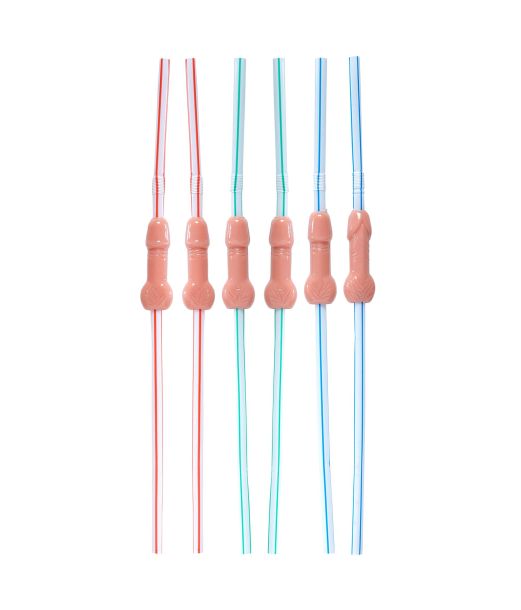 Sugerør med penis, 6 stk 