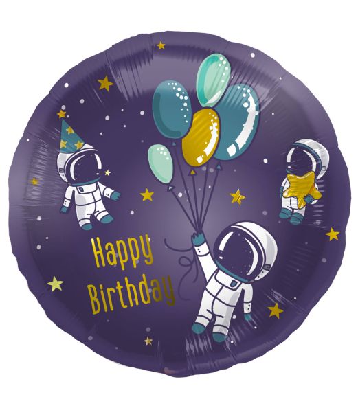 Space Happy Birthday folieballon, 45 cm