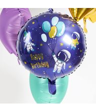 Space Happy Birthday folieballon, 45 cm