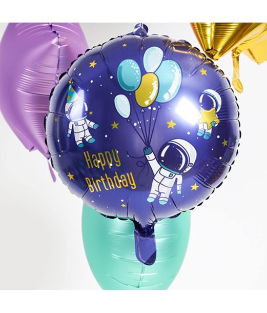 Space Happy Birthday folieballon, 45 cm