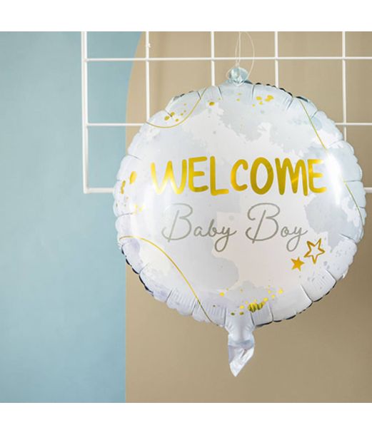 Welcome baby boy folieballon, 45 cm