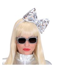 Hårbøjle med sølv paillet sløjfe