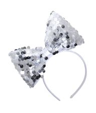 Hårbøjle med sølv paillet sløjfe