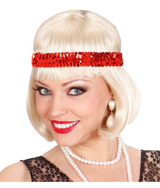 Rød paillet hårbånd 