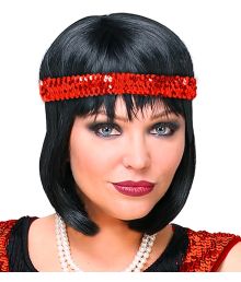 Rød paillet hårbånd 