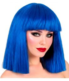 Neon blå showgirl paryk
