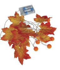 Lyskæde med græskar og blade, 315 cm