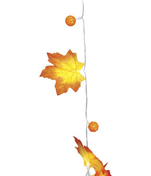 Lyskæde med græskar og blade, 315 cm