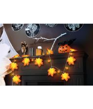 Lyskæde med græskar og blade, 315 cm