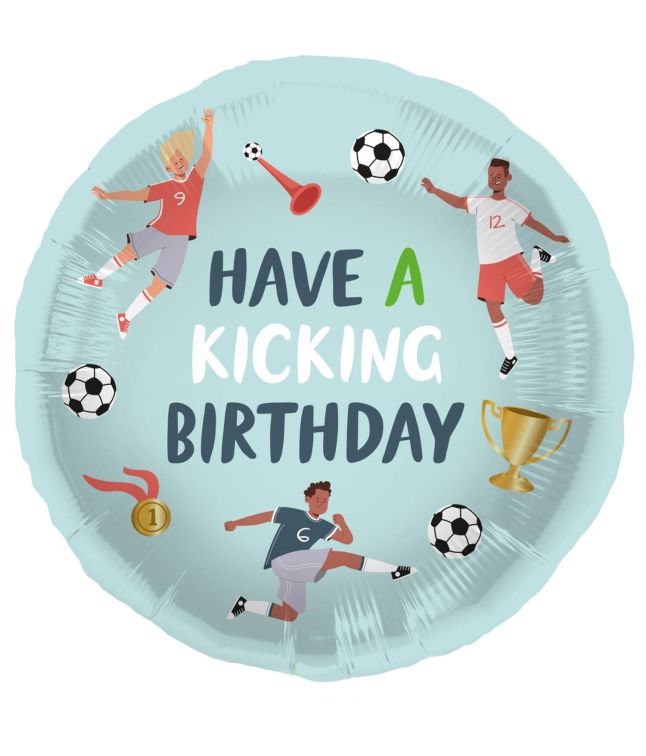 Fodbold Happy Birthday folieballon, 45 cm