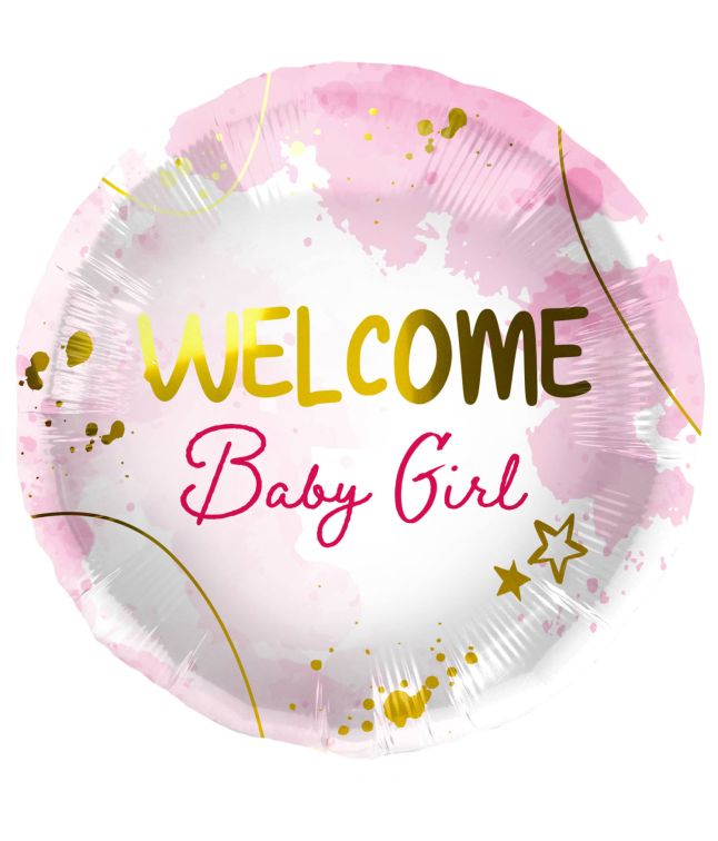 Welcome baby girl folieballon 45 cm