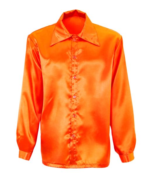 Orange disko satin skjorte