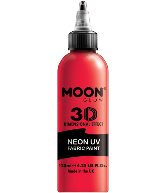 Neon rød UV stofmaling, 125 ml