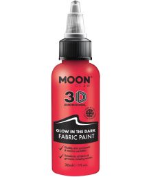 Rød selvlysende stofmaling, 30 ml