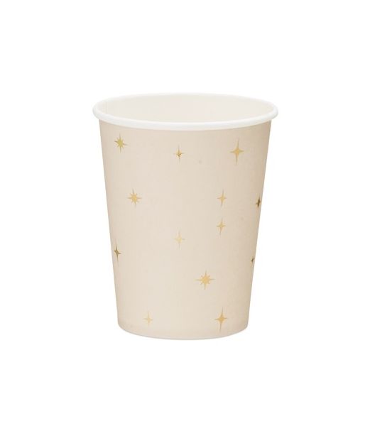 Beige papkrus med stjerner, 6 stk