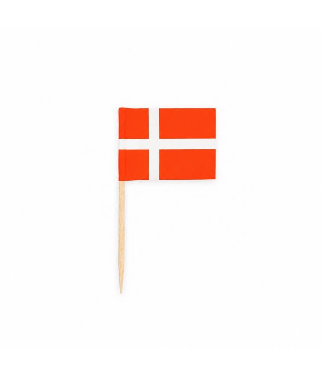 Danske kageflag på træpind, 50 stk