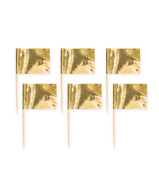 Guld kageflag 50 stk.