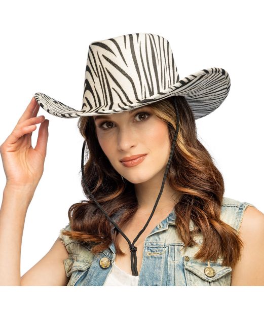 Cowboyhat med zebramønster