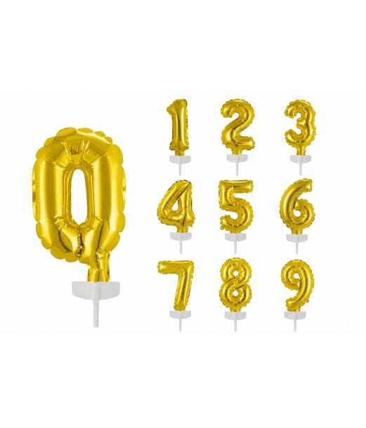 Kage guld talballoner, 13 cm