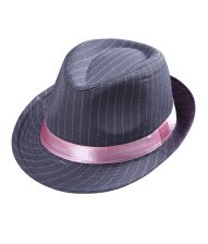 Nålestribet gangsterhat med pink bånd