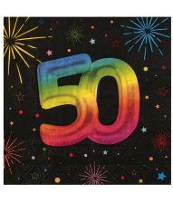 Sort og regnbue servietter, 50 år