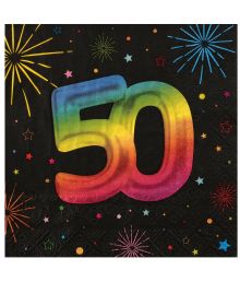 Sort og regnbue servietter, 50 år