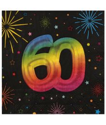 Sort og regnbue servietter, 60 år