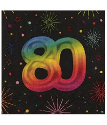 Sort og regnbue servietter, 80 år